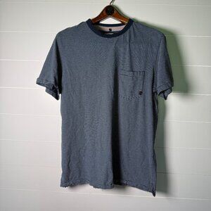 Relwen Men Knit T-Shirt Short Sleeves Navy & White Stripe Size 2X